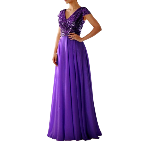 Women’s Sequin V-Neck Maxi Dress - Flared Christmas