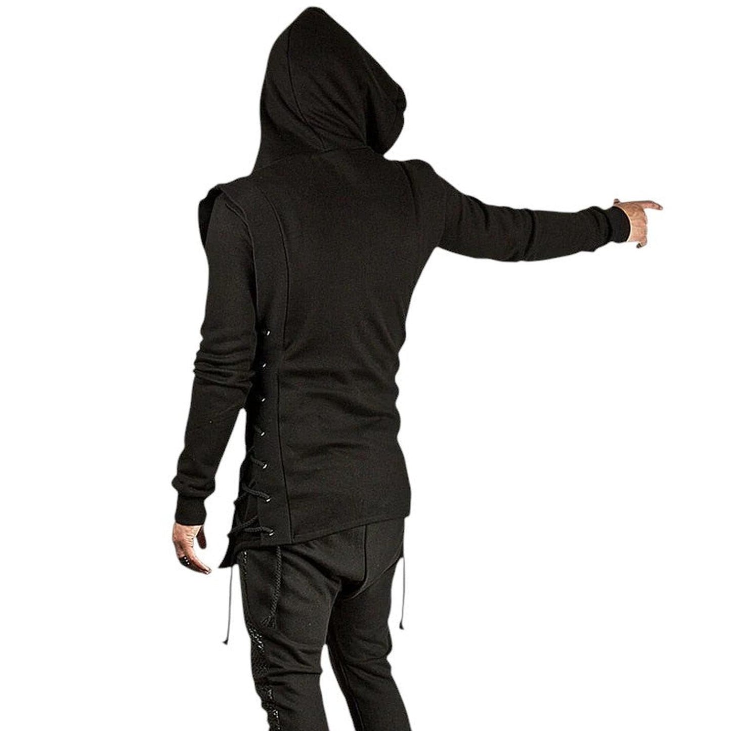 Gothic lace-up hoodie for men