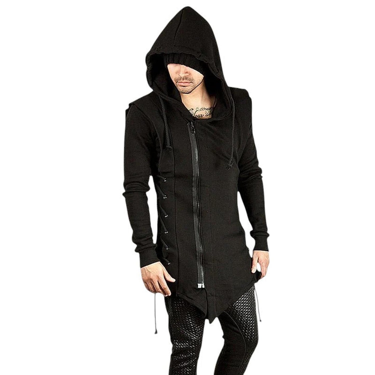 Gothic lace-up hoodie for men