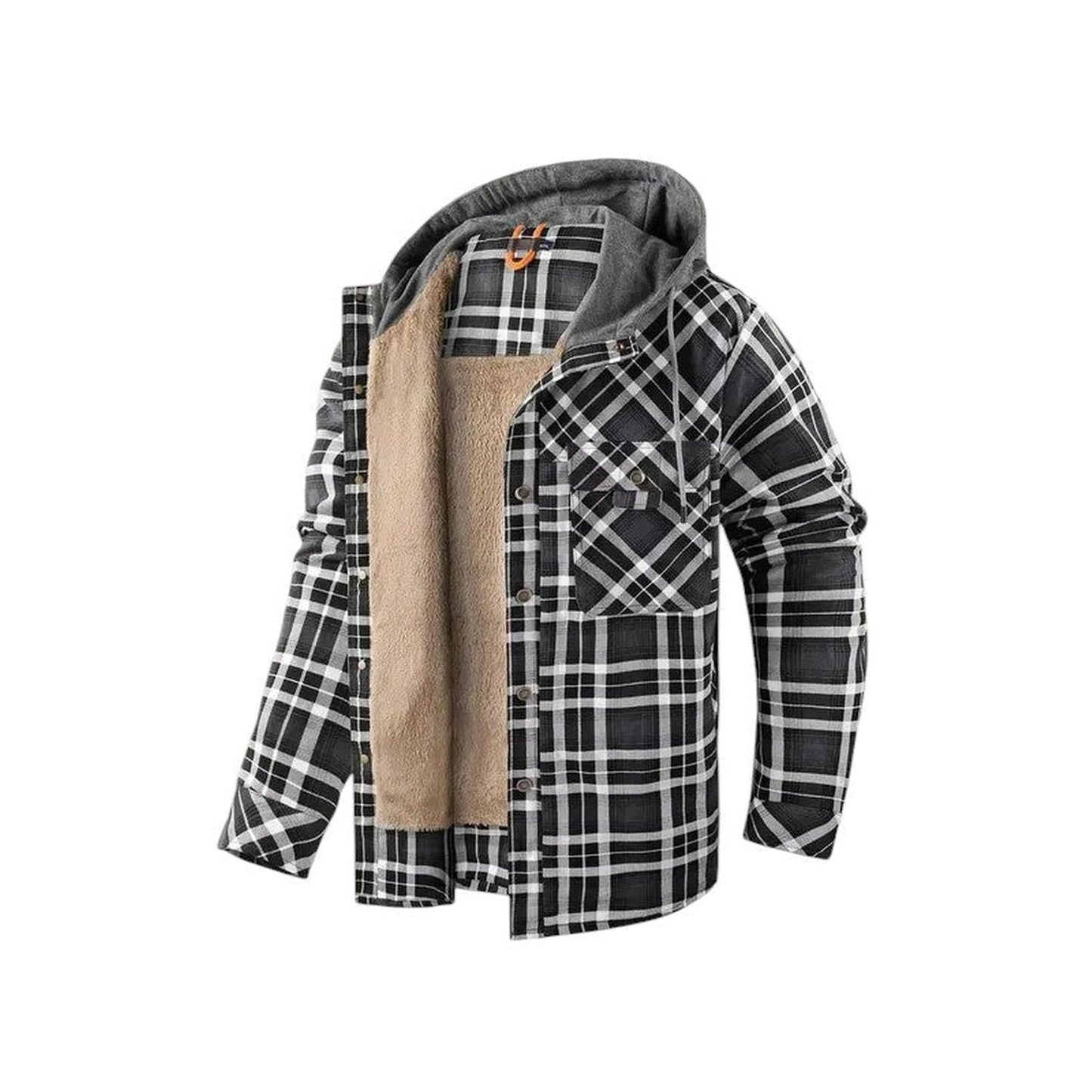 Hooded checked jacket for men