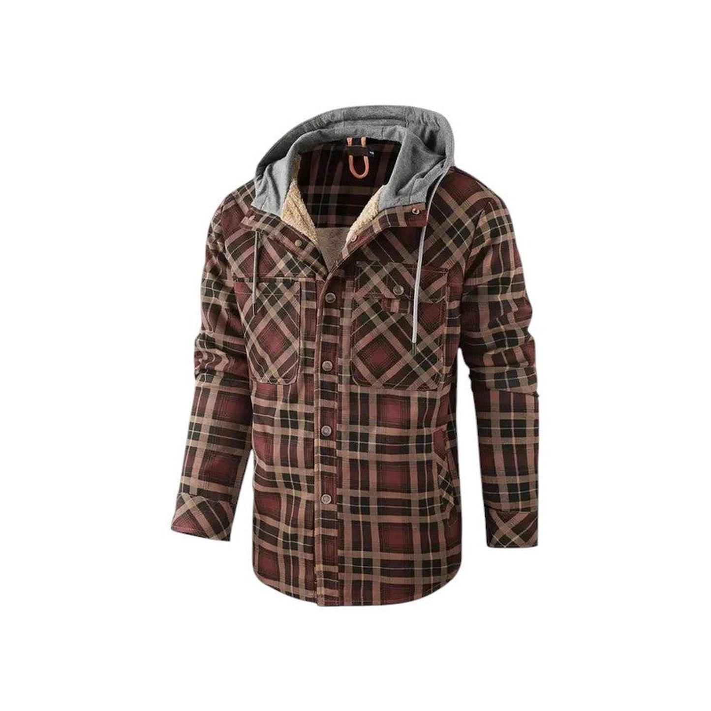 Hooded checked jacket for men