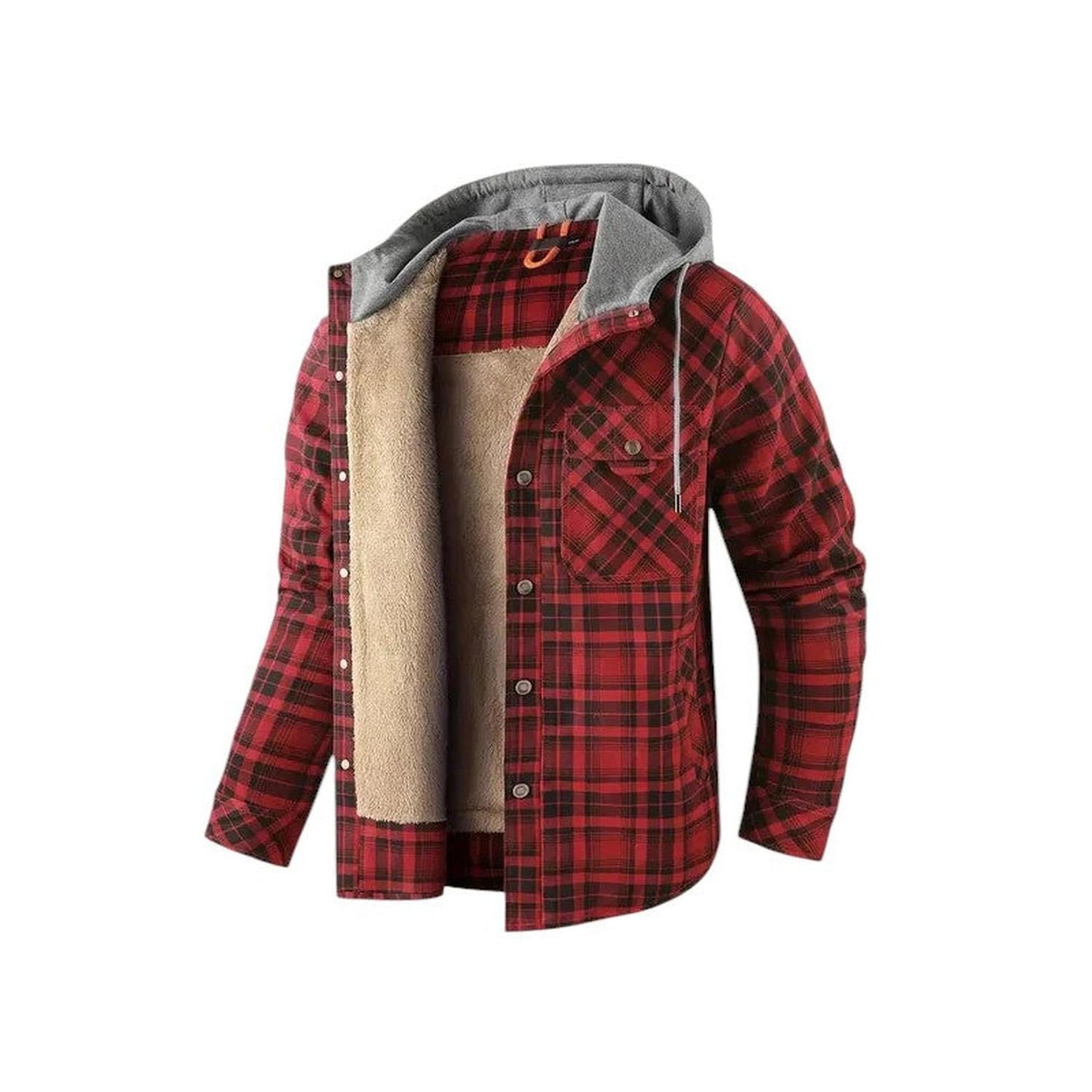 Hooded checked jacket for men