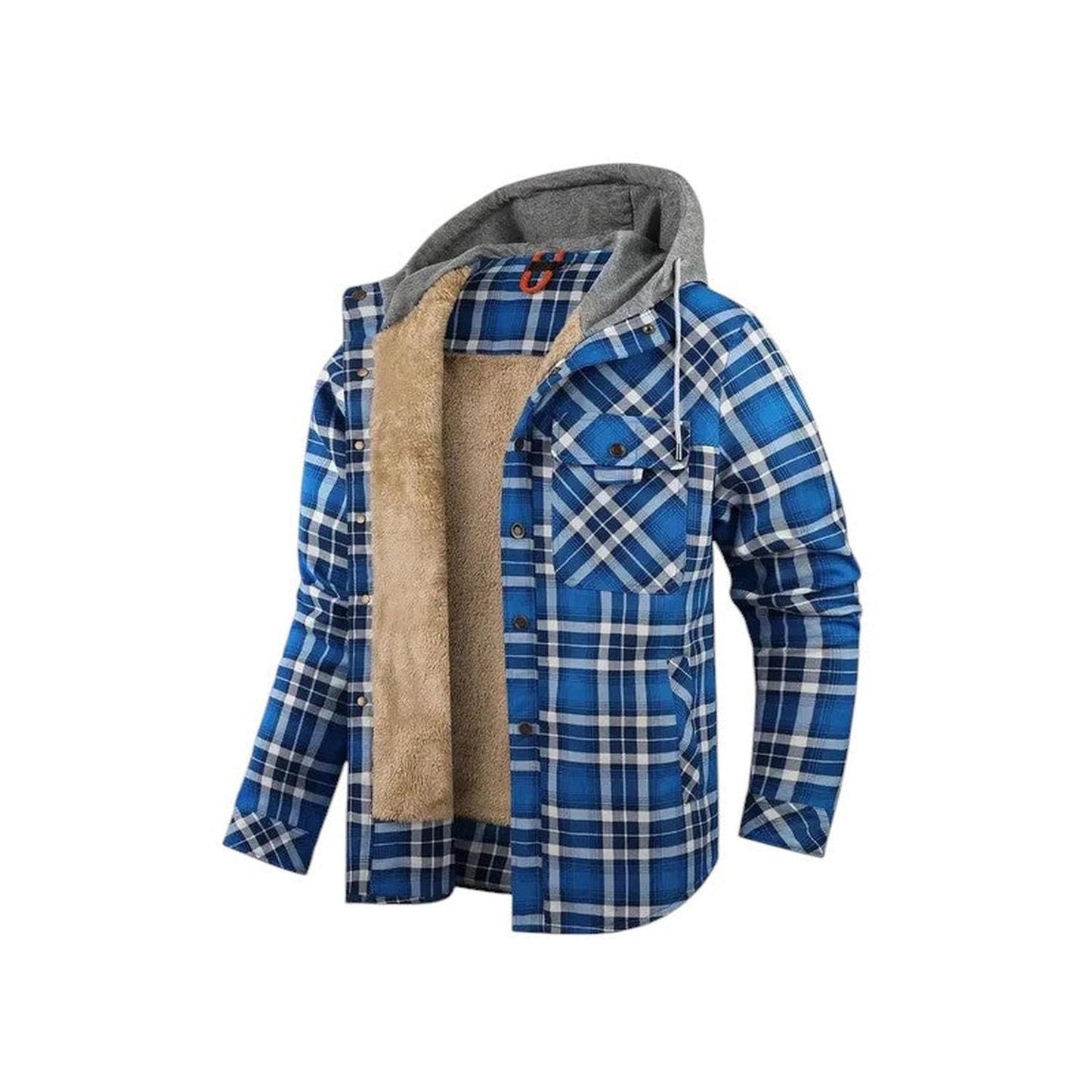Hooded checked jacket for men