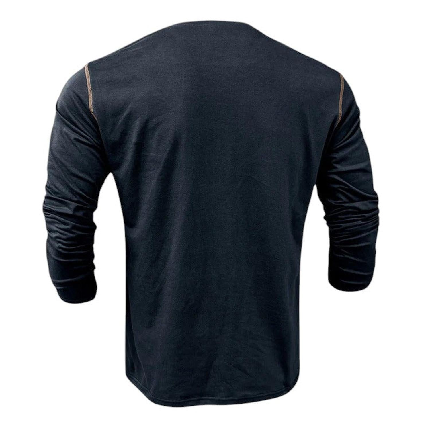 Henley Shirt Men Long Sleeve Buttoned Placket Casual Fit