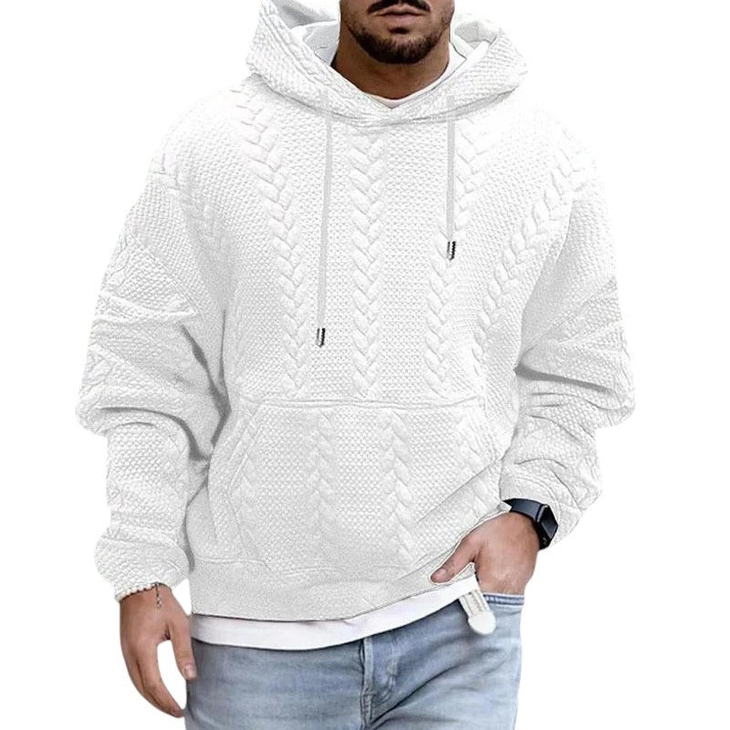 Men's casual long sleeve knitted hoodie