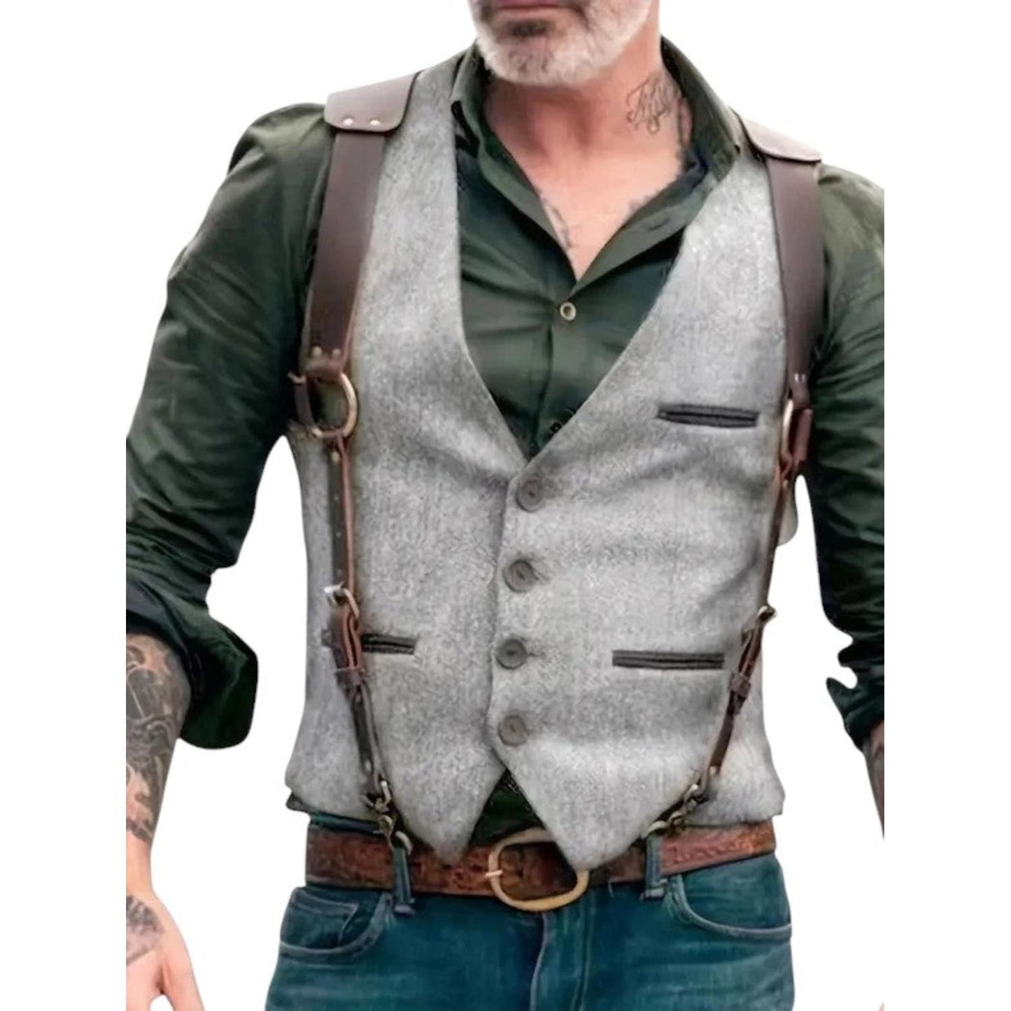 Men's vintage V-neck reversible vest