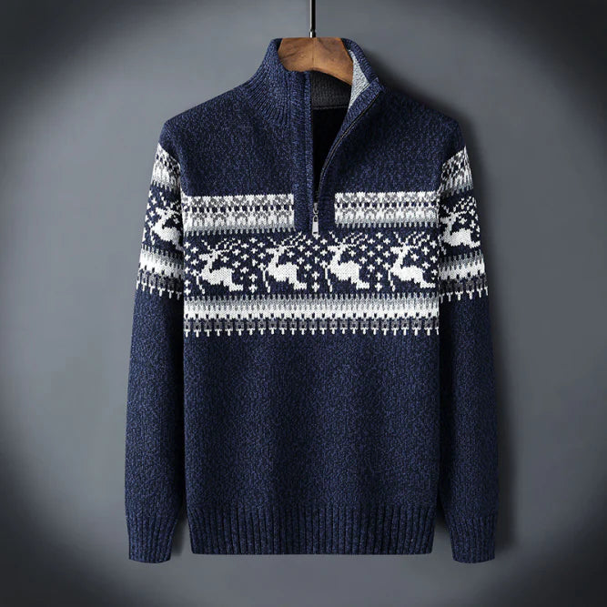 Men’s Christmas Half Zip Cardigan - Festive Winter Sweater
