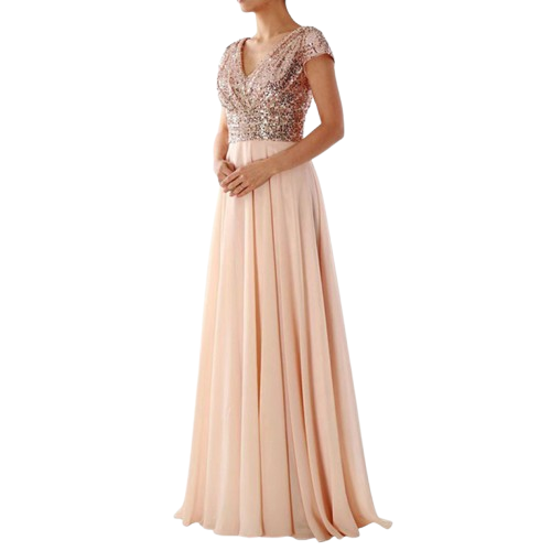 Women’s Sequin V-Neck Maxi Dress - Flared Christmas