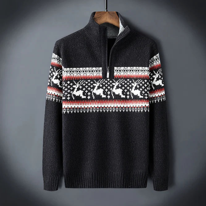 Men’s Christmas Half Zip Cardigan - Festive Winter Sweater