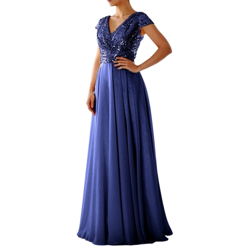 Women’s Sequin V-Neck Maxi Dress - Flared Christmas