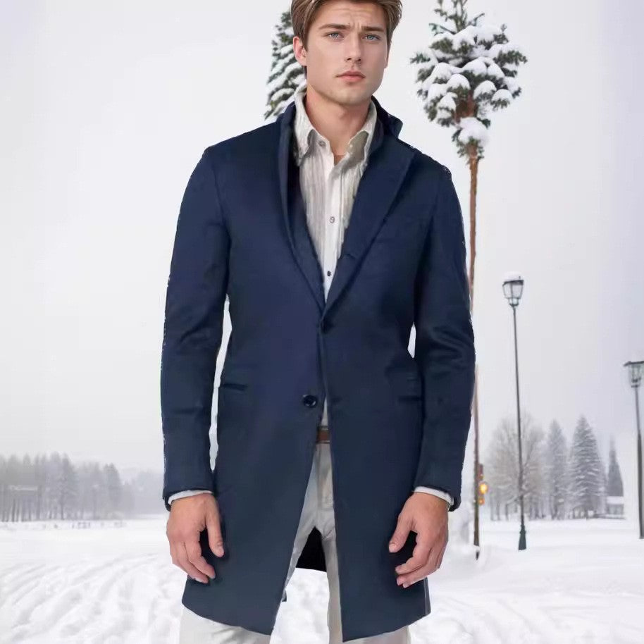 Men’s overcoat - tailored fit wool single-breasted mid length - formal wear