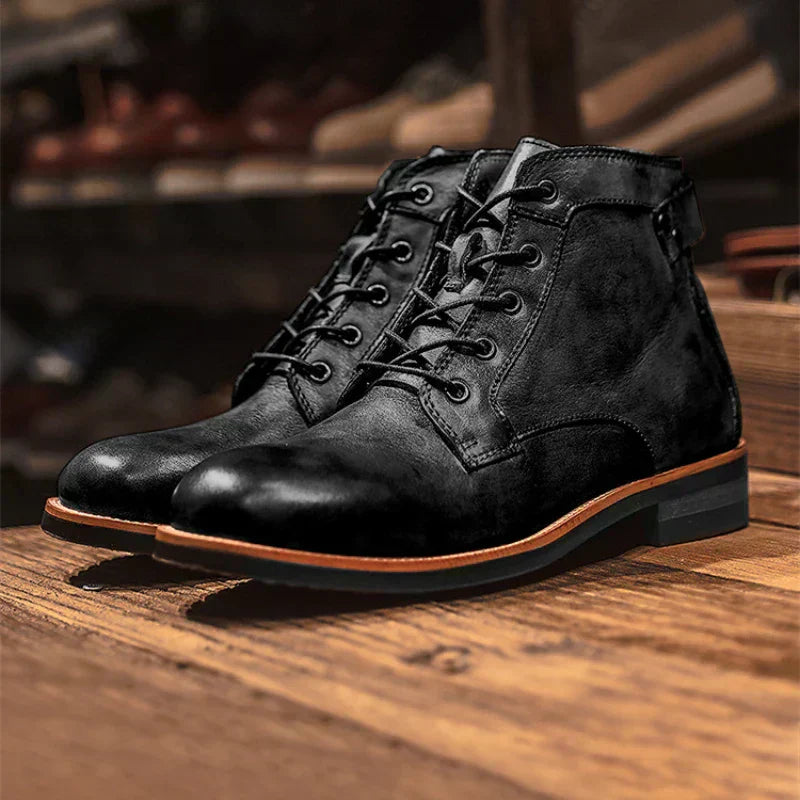 Leather Boots Men High-Top Rugged Stylish