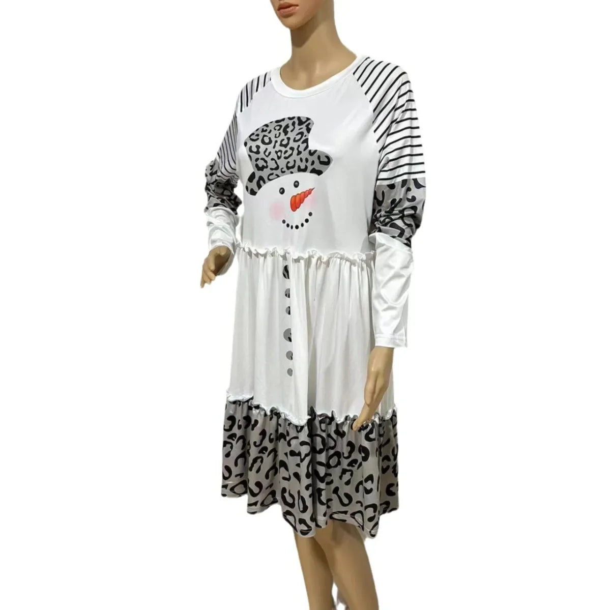 Women’s Long Sleeve Christmas Stripe Dress - Midi