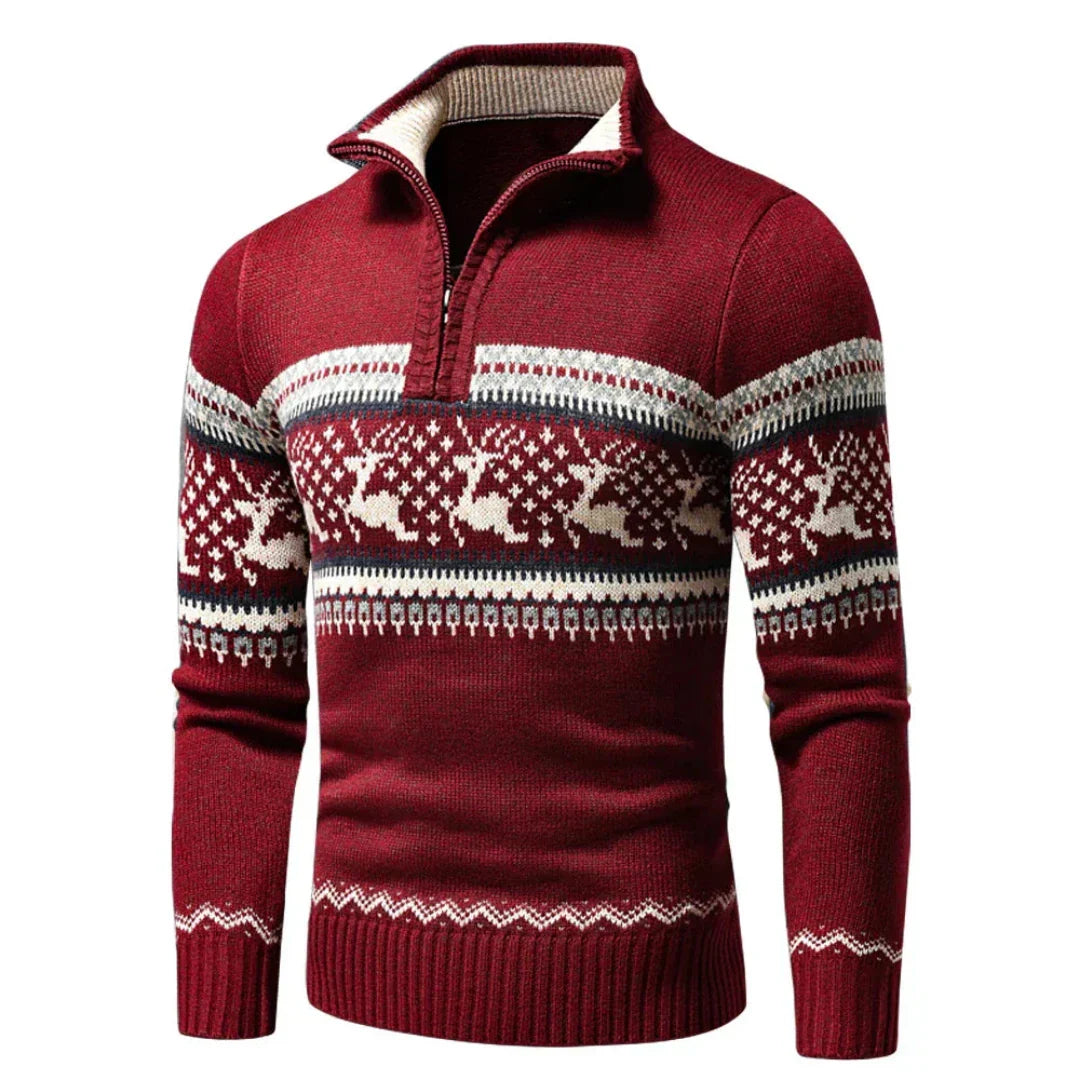 Men’s Christmas Half Zip Cardigan - Festive Winter Sweater