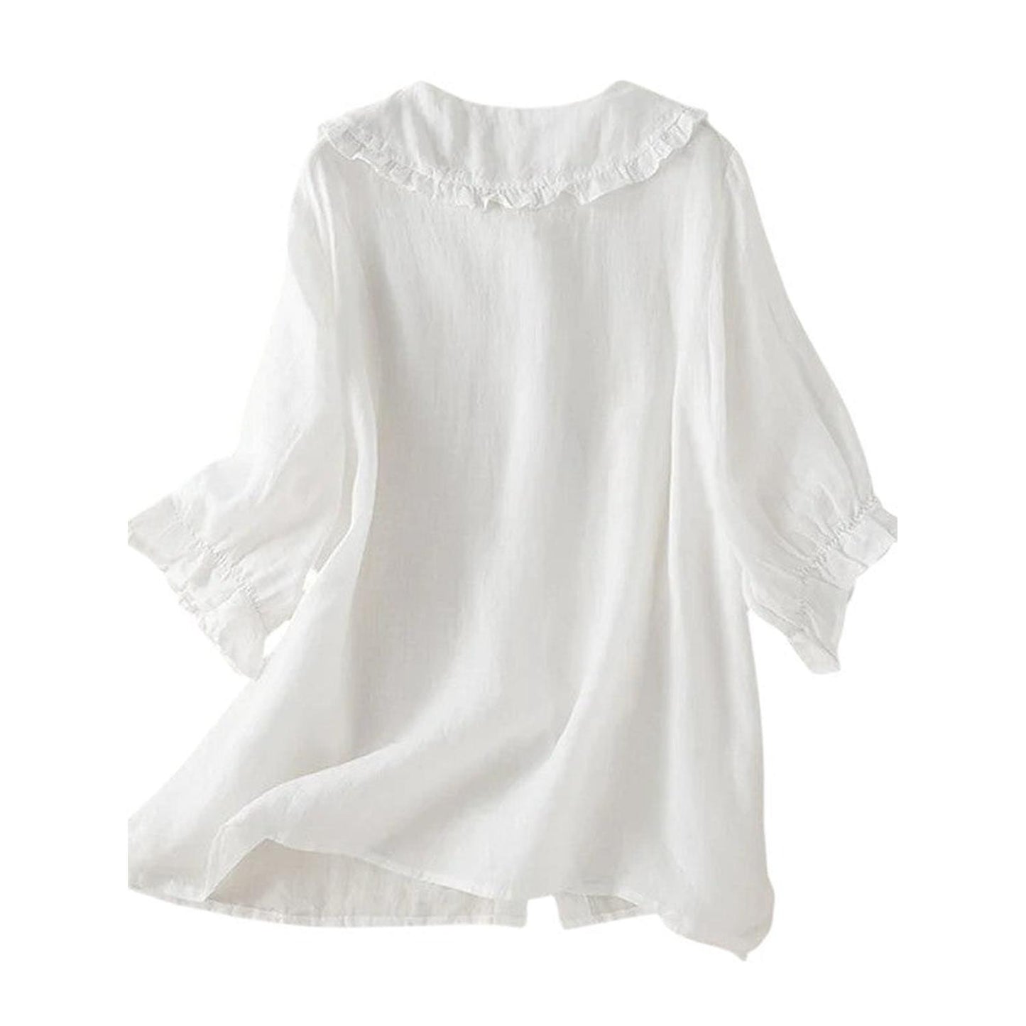 Women’s ruffle collar cotton blouse – Loose fit shirt