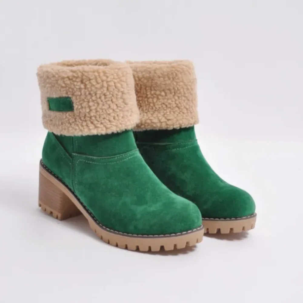 Ankle Boots Women Warm Shearling Lined Chunky Heel Design