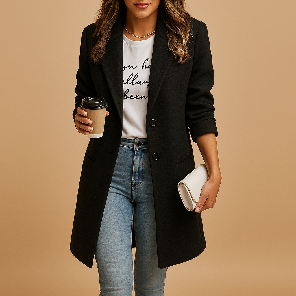 Coat Women Elegant Mid-Length Tailored Fit