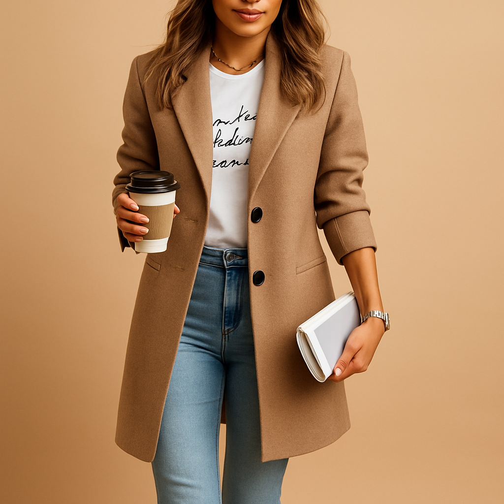 Coat Women Elegant Mid-Length Tailored Fit