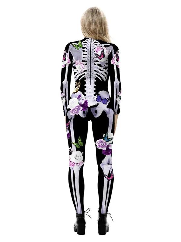 Women’s floral skeleton print halloween costume dress