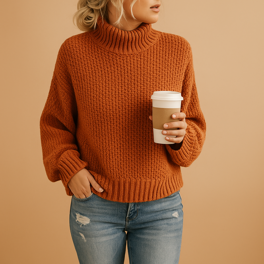 Knitted Sweater Women Turtleneck Knitted Design for Daily Wear