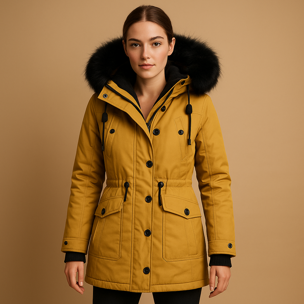 Coat Women Long Waterproof Winter Style with Fur Collar