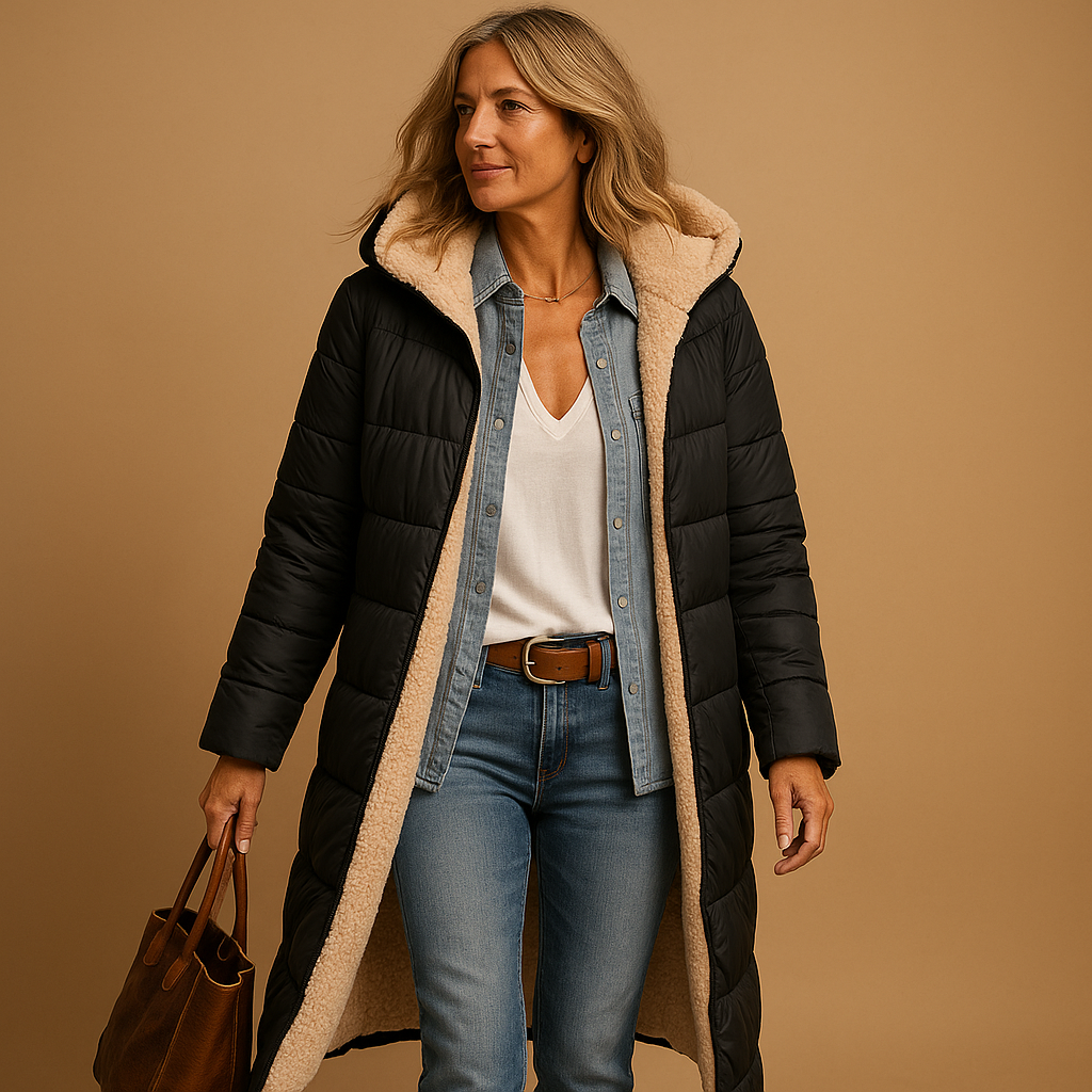 Long Winter Coat Women Elegant Warm Full-Length Fit