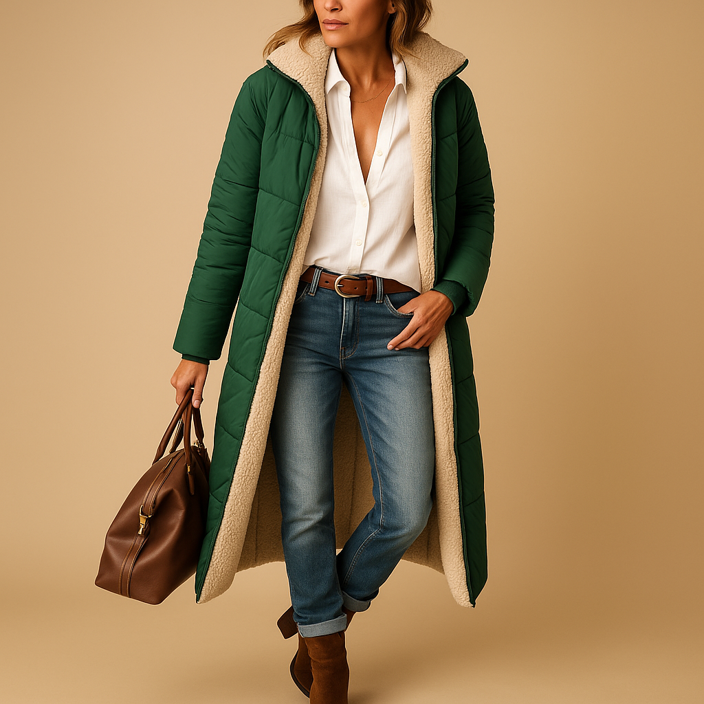 Long Winter Coat Women Elegant Warm Full-Length Fit