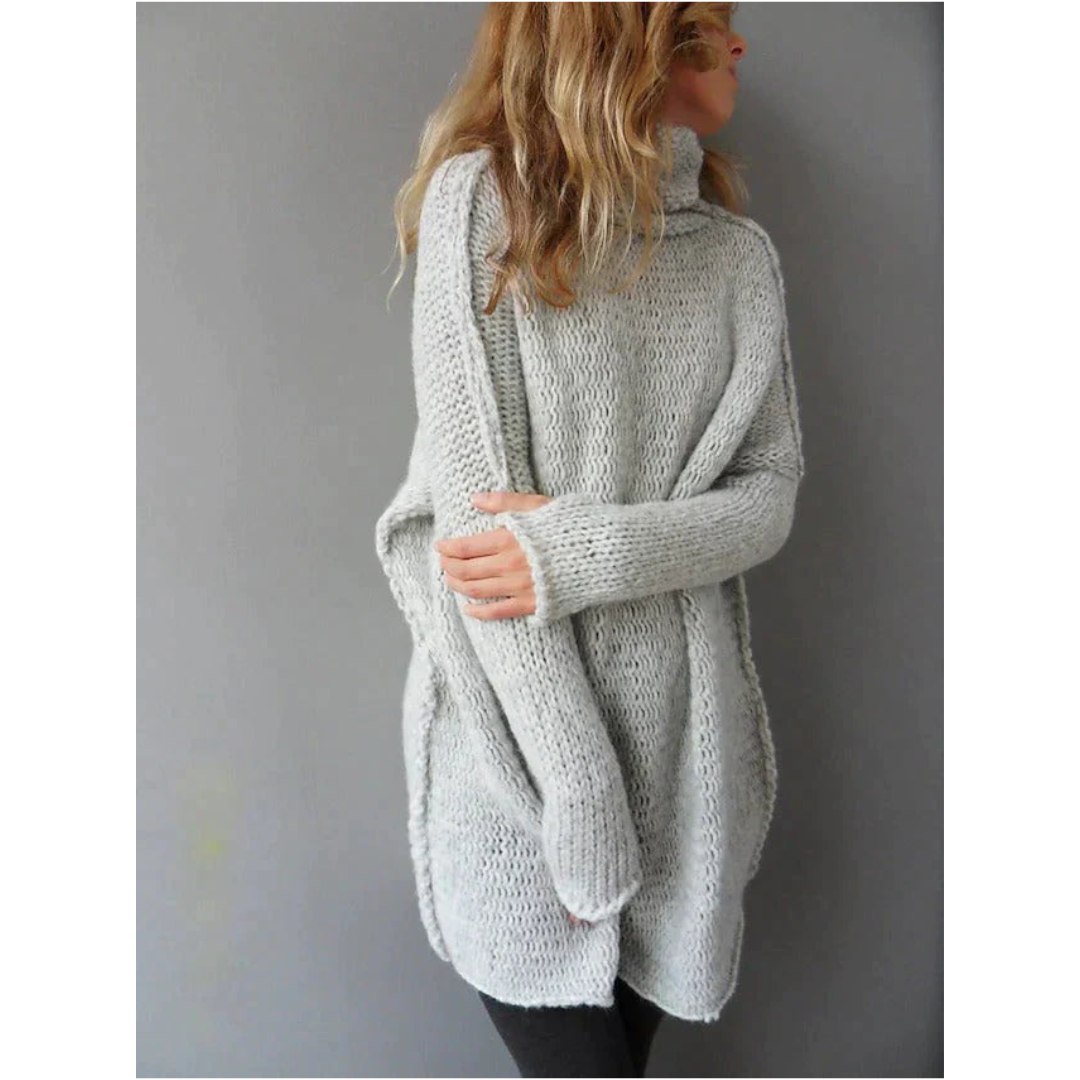Oversized Sweater Women Warm Chunky Knit High Neck