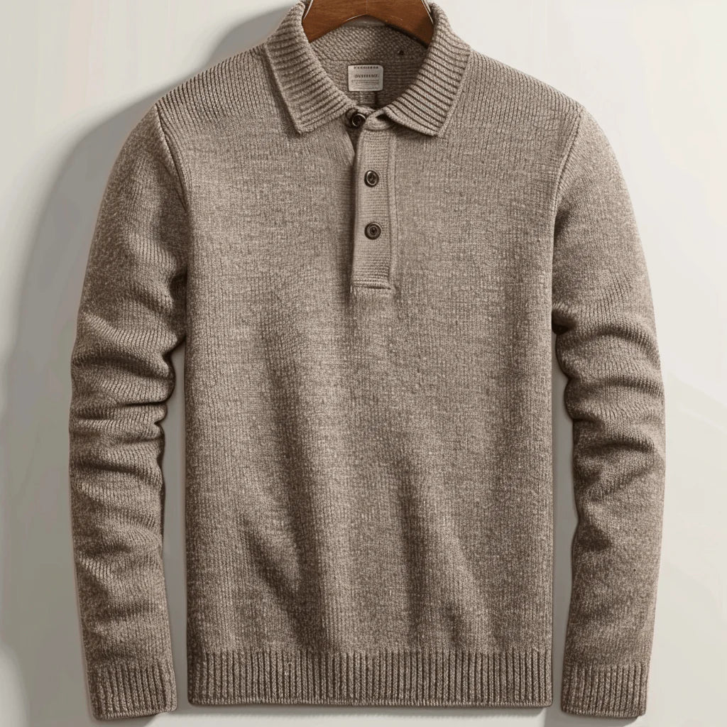 Polo Knit Sweater Men Long Sleeve Casual Pullover