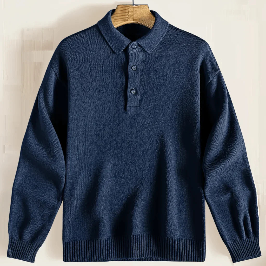 Polo Knit Sweater Men Long Sleeve Casual Pullover