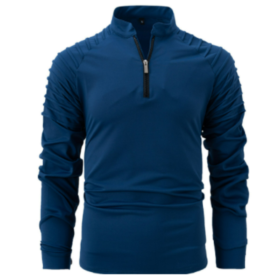 Quarter Zip Polo Shirt Men Stylish Casual Sweater