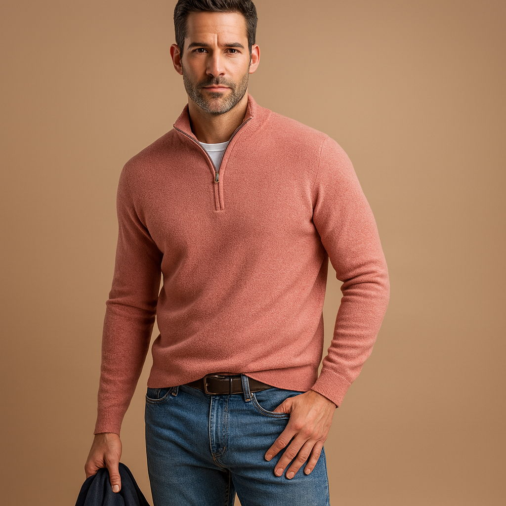 Sweater Men Comfortable Fit Front Zipper Closure for Daily Use