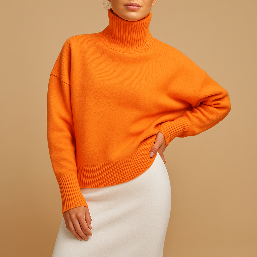 Turtleneck Sweater Women Oversized Loose Silhouette Relaxed Shape
