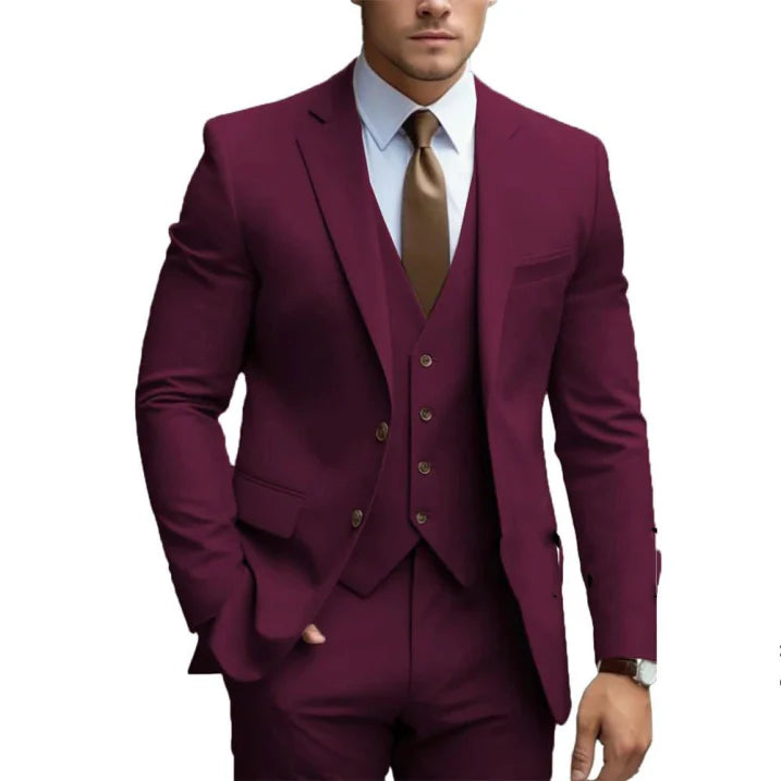 Wedding Suit Men Three-Piece Single-Breasted Classic Style