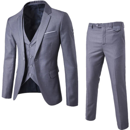 Suit Set Men Slim Fit Formal Wear Classic Look