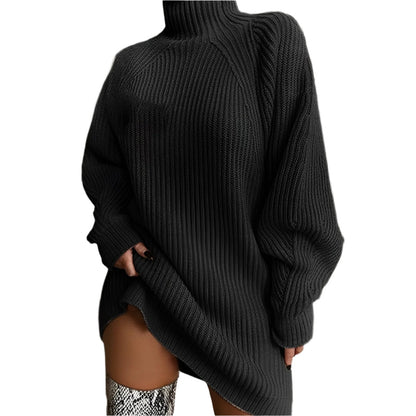 Dress Women Turtleneck Knit Mini Seasonal Elegance