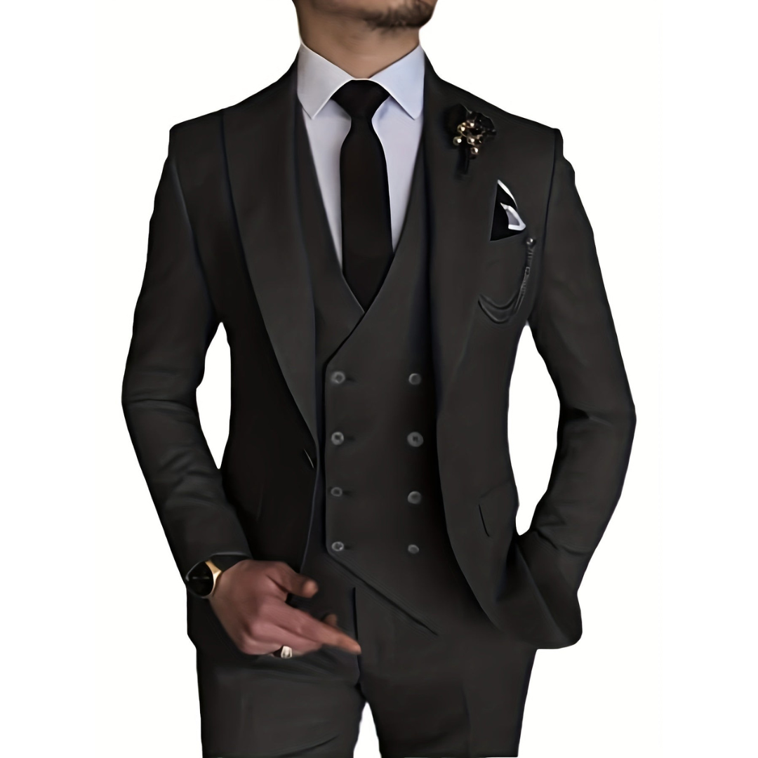 Suit Men Double Breasted Formal Fit Elegant Look
