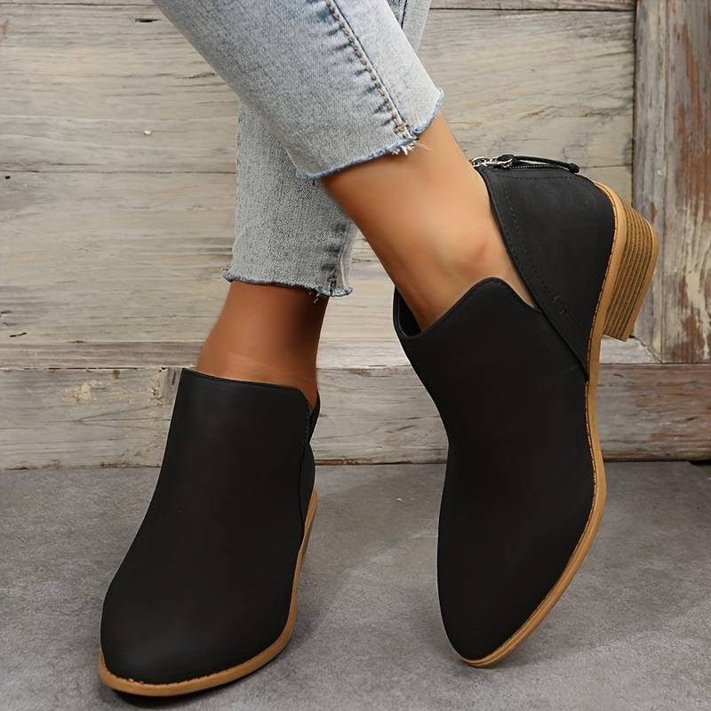 Ankle Boots Women Low Heel Slip On Design Casual Wear Everyday Use