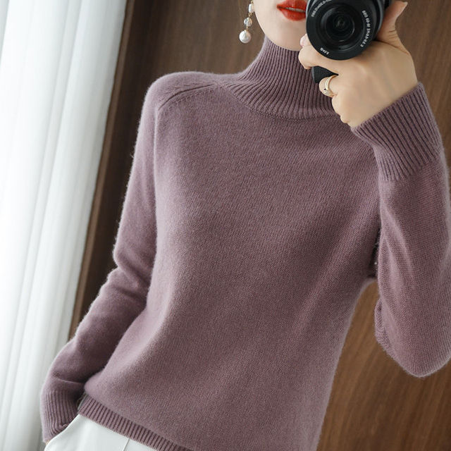 Turtleneck Sweater Women Elegant Warm Long Sleeve Winter Top