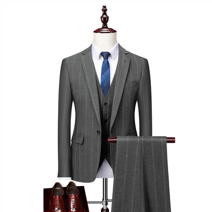 Suit Men Elegant Slim 3 Piece Formal Set