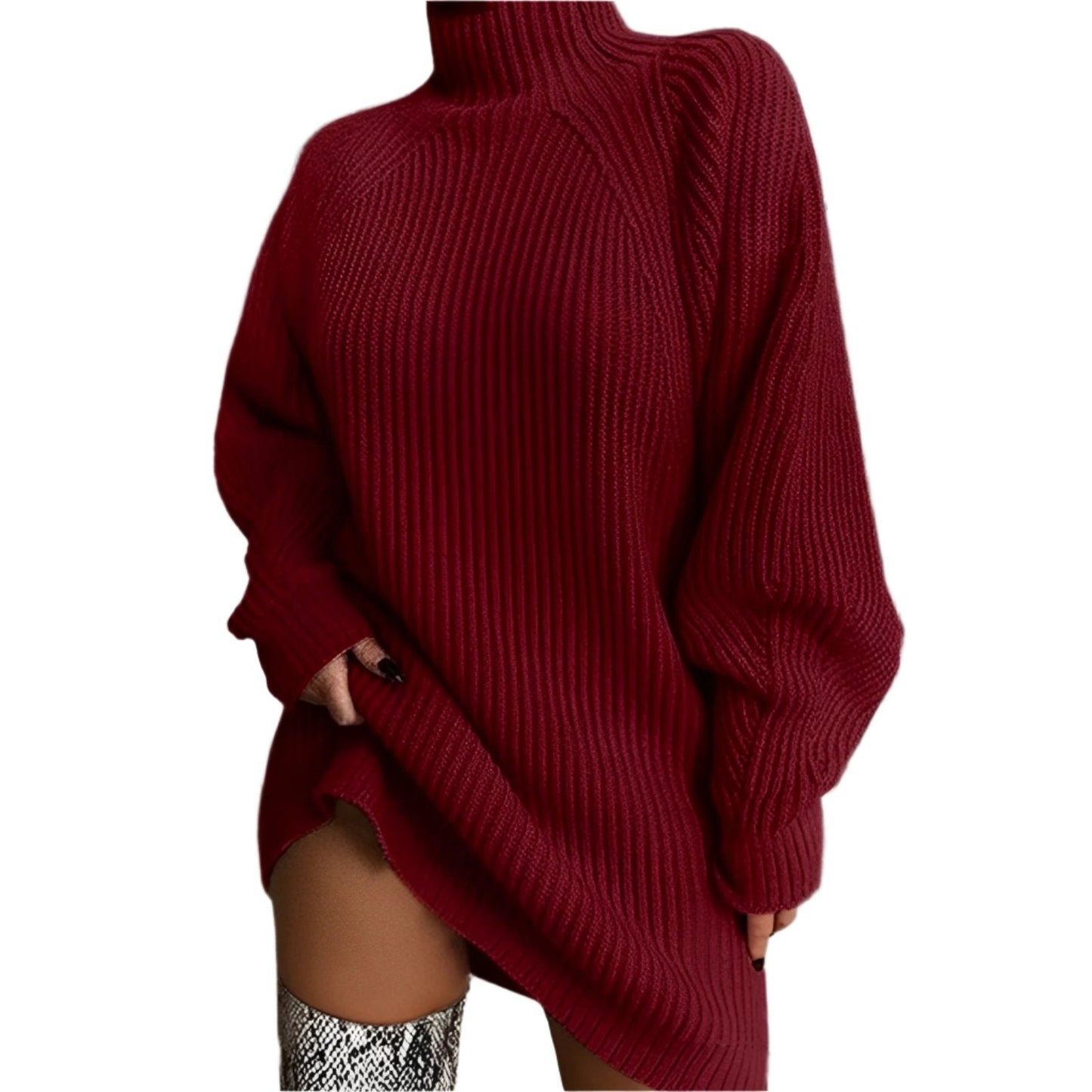 Dress Women Turtleneck Knit Mini Seasonal Elegance