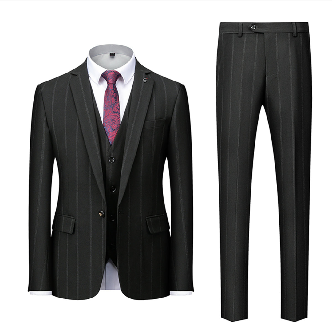 Suit Men Elegant Slim 3 Piece Formal Set