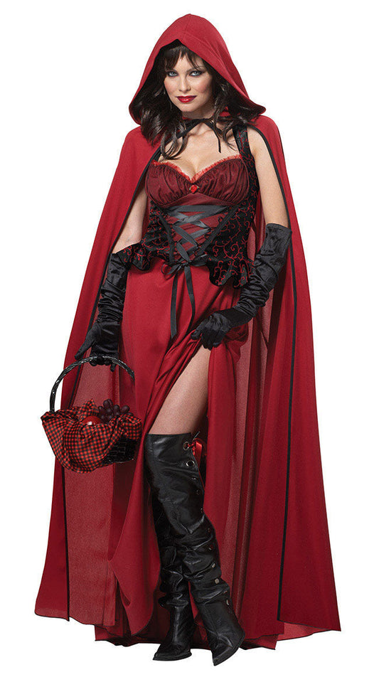 Women’s hooded cape and corset halloween dress set - maxi