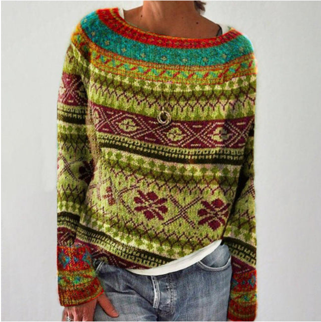 Retro Sweater Women Warm Classic Long Sleeve Knitwear