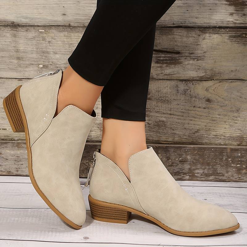 Ankle Boots Women Low Heel Slip On Design Casual Wear Everyday Use