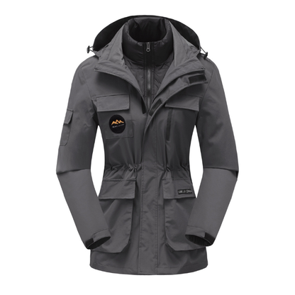 Ski Jacket Women Detachable Hood and Full Length Zipper Extended Cut