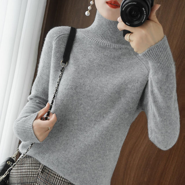 Turtleneck Sweater Women Elegant Warm Long Sleeve Winter Top