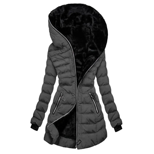 Puffer Coat Women Asymmetrical Zip Hooded Quilted Design