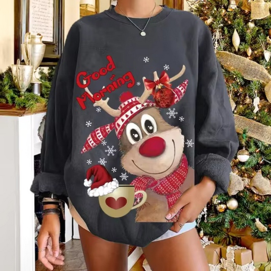 Reindeer Christmas Sweater Women - Warm Long Sleeve