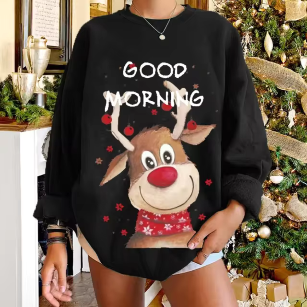 Reindeer Christmas Sweater Women - Warm Long Sleeve